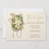 カトリック念珠フローラ葬儀の弔意悔やみや弔慰 サンキューカード (正面)