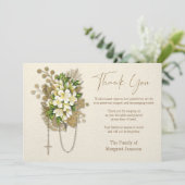 カトリック念珠フローラ葬儀の弔意悔やみや弔慰 サンキューカード (スタンド正面)