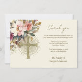 カトリック念珠フローラ葬儀の弔意悔やみや弔慰 サンキューカード (正面)