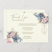 カトリック念珠フローラ葬儀の弔意悔やみや弔慰 サンキューカード (正面/裏面)