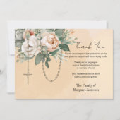 カトリック念珠フローラ葬儀の弔意悔やみや弔慰 サンキューカード (正面)