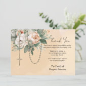 カトリック念珠フローラ葬儀の弔意悔やみや弔慰 サンキューカード (スタンド正面)