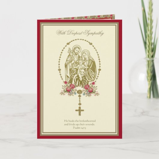 カトリック悔やみや弔慰ホーリーファミリー聖なる書物、 経典祈りの言葉 カード (正面)
