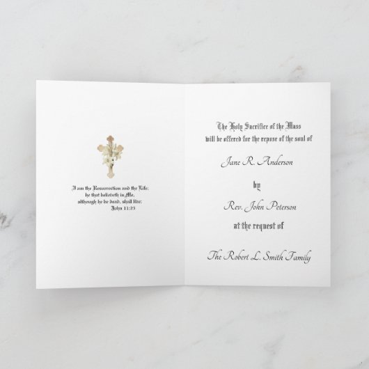 カトリック悔やみや弔慰マサオファーヴァージンメアリーカード カード (内部)