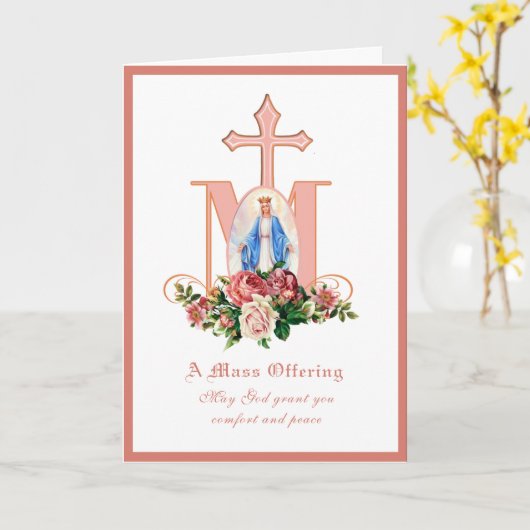 カトリック悔やみや弔慰マサオファーヴァージンメアリーカード カード (黄色い花)