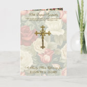 カトリック悔やみや弔慰ミサ十字架バラ カード (正面)