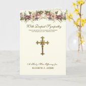 カトリック悔やみや弔慰ミサ十字架フローラ カード (黄色い花)