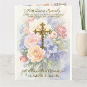 カトリック悔やみや弔慰ミサ十字架フローラ カード (正面)