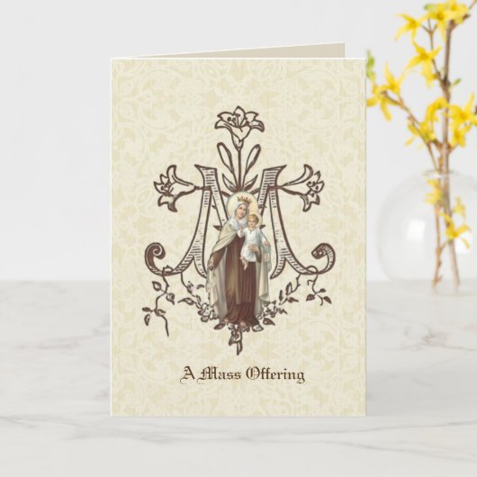 カトリック悔やみや弔慰ミサ提供ヴァージンメアリー カード (黄色い花)