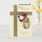 カトリック悔やみや弔慰ヴァージンメアリーイエズレッドローゼスカード カード (黄色い花)