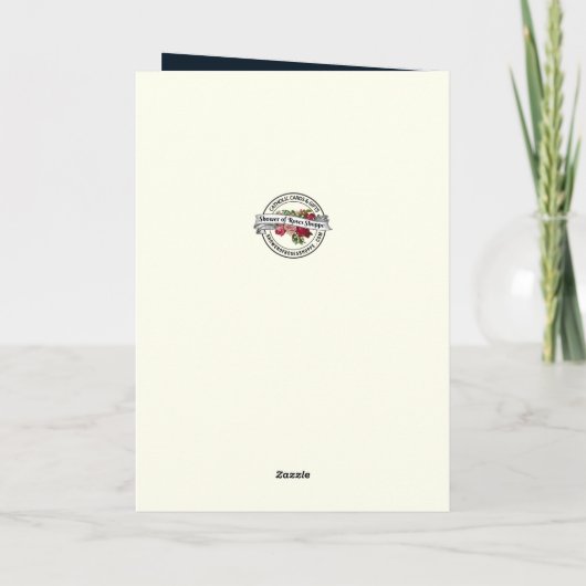 カトリック悔やみや弔慰ヴァージンメアリー金ゴールド十字架 カード (裏面)