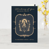 カトリック悔やみや弔慰ヴァージンメアリー金ゴールド十字架 カード (黄色い花)