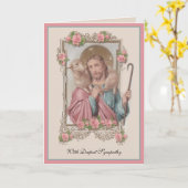 カトリック悔やみや弔慰哀悼イエスグッドシェパード カード (黄色い花)