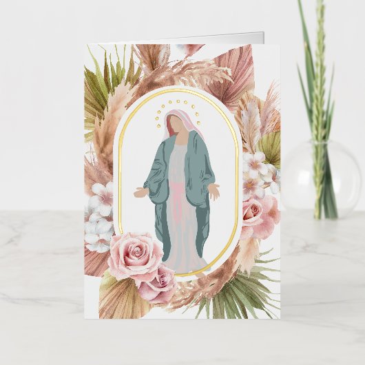 カトリック悔やみや弔慰記念祈りの言葉カード 箔グリーティングカード (正面)
