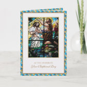 カトリック成人バプテスマ宗教的ステンドグラス カード (正面)