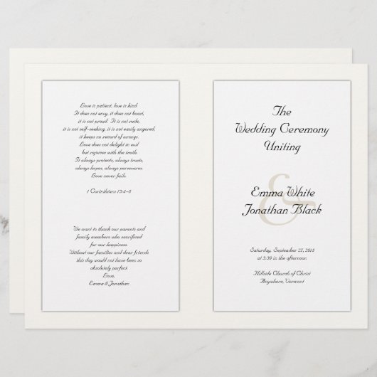 カトリック折畳結婚式計画ベージュ色 (正面/裏面)