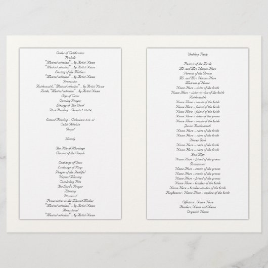 カトリック折畳結婚式計画ベージュ色 (裏面)