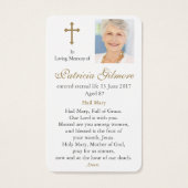 カトリック損失神聖なロザリオ祈りの言葉同情カード (裏面)