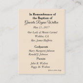 カトリック教のベビーの洗礼記憶の神聖なカード 名刺 (裏面)