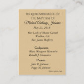 カトリック教のベビーの洗礼記憶の神聖なカード 名刺 (裏面)