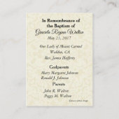 カトリック教のベビーの洗礼記憶の神聖なカード 名刺 (裏面)