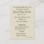 カトリック教の女の赤ちゃんの洗礼記憶の神聖なカード 名刺 (裏面)