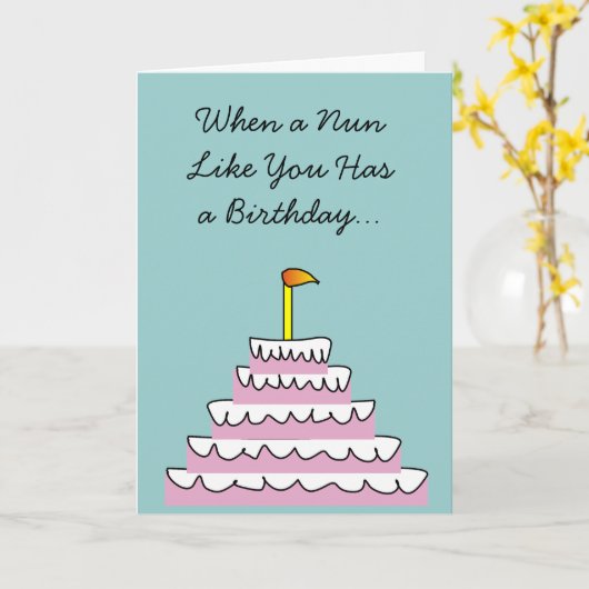 カトリック教の尼僧のおもしろいのバースデー・カード カード (黄色い花)