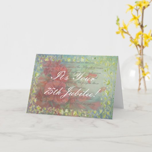 カトリック教の尼僧のダイヤモンドの第75記念祭のカード及びギフト カード (黄色い花)