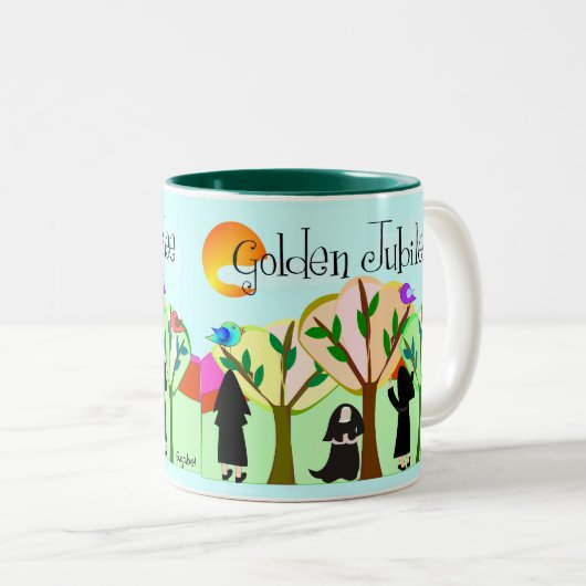 カトリック教の尼僧の金記念祭のギフト ツートーンマグカップ (正面右)