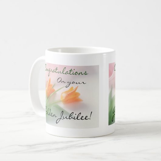 カトリック教の尼僧の"金記念祭"のカード及びギフト コーヒーマグカップ (正面左)