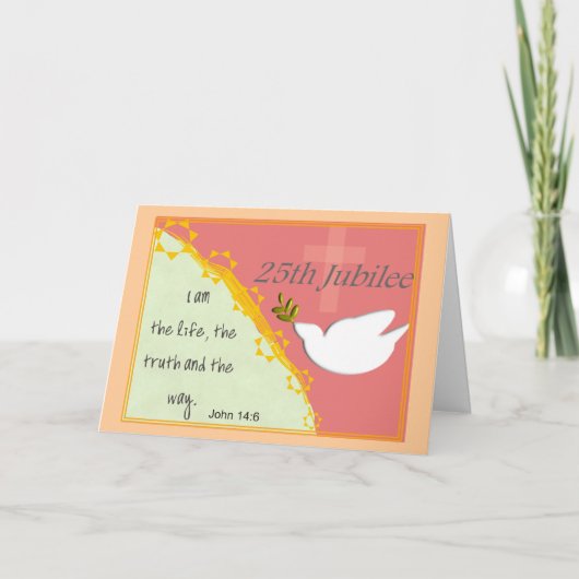 カトリック教の尼僧の"25周年記念"の第25記念祭カード カード (正面)