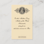 カトリック教の母の日の記憶の神聖なカード 名刺 (裏面)