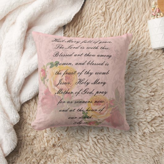 カトリック教の祈りの言葉の枕"あられメリー" クッション (ブランケット)