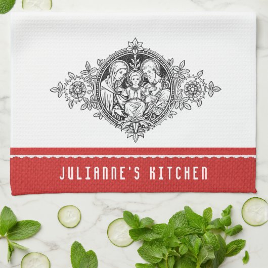 カトリック教の神聖な家族の宗教装飾的な線画 キッチンタオル (折り畳み)