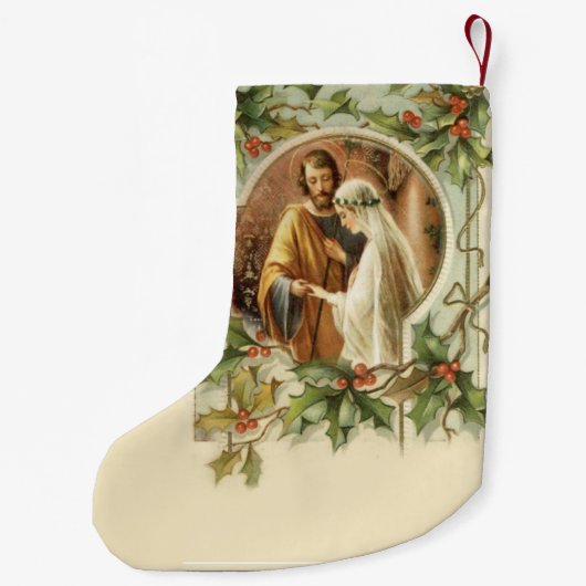 カトリック教の結婚式によって賛美される聖母マリアセントジョーゼフ スモールクリスマスストッキング (裏面)