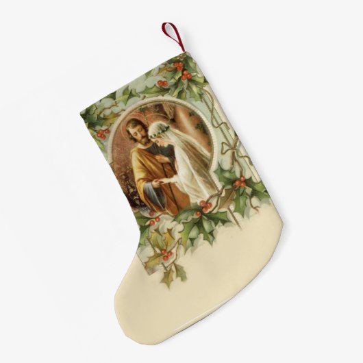 カトリック教の結婚式によって賛美される聖母マリアセントジョーゼフ スモールクリスマスストッキング (裏面 (吊り時))