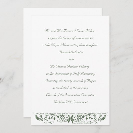 カトリック教の結婚式の一定の招待状のテンプレートCC 招待状 (正面/裏面)
