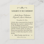 カトリック教の結婚式の引き出物神聖な家族の神聖なカード 名刺 (裏面)