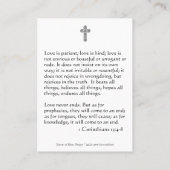 カトリック教の結婚式の祈りの言葉の好意神聖なカード 名刺 (裏面)