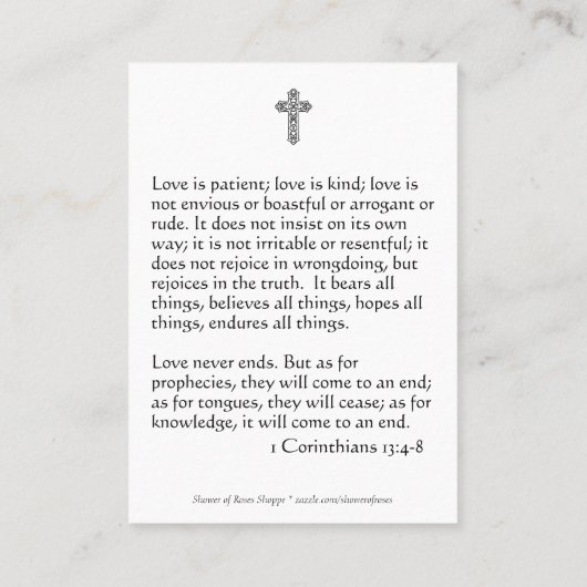 カトリック教の結婚式の祈りの言葉の好意神聖なカード 名刺 (裏面)