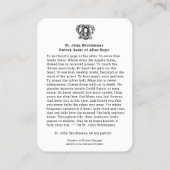 カトリック教の聖ヨハネBerchmansの侍者の祈りの言葉 名刺 (裏面)