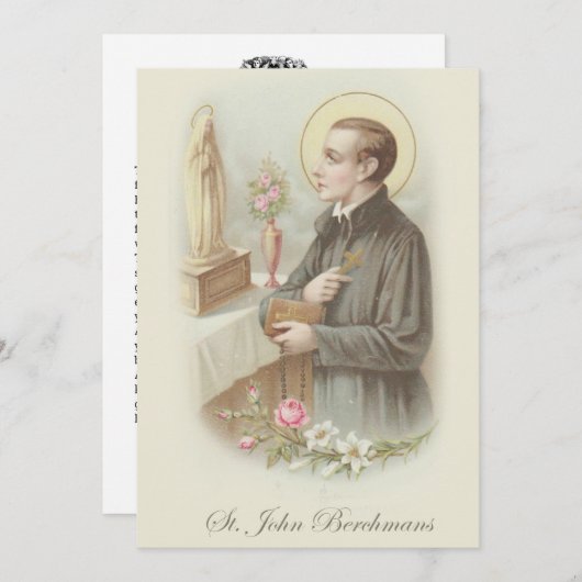 カトリック教の聖ヨハネBerchmansの侍者の祈りの言葉 招待状 (正面/裏面)