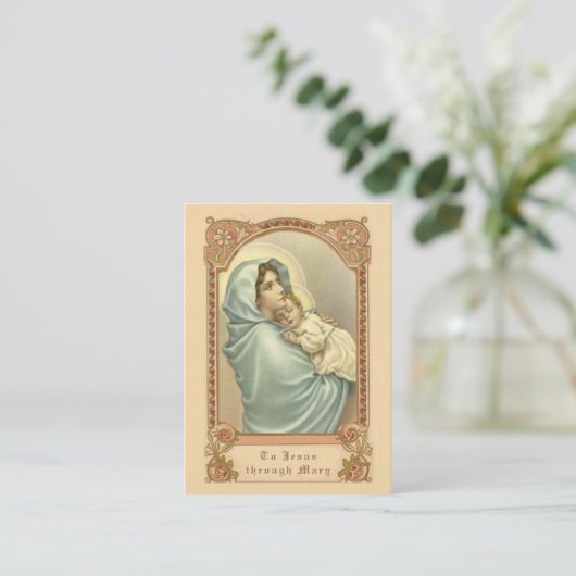 カトリック教の聖母マリアの明白なNovenaの祈りの言葉カード 名刺 (スタンド正面)