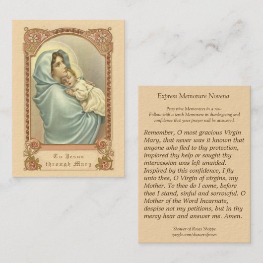 カトリック教の聖母マリアの明白なNovenaの祈りの言葉カード 名刺 (正面/裏面)