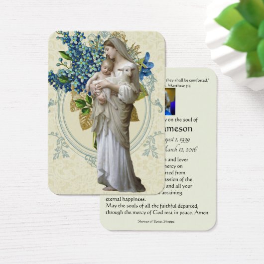 カトリック教の聖母マリアの葬儀の祈りの言葉の記念物カード (デスク)