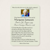 カトリック教の聖母マリアの葬儀の祈りの言葉の記念物カード (裏面)