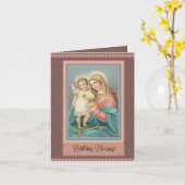 カトリック教の聖母マリアイエス・キリストの誕生日のメッセージカード カード (黄色い花)