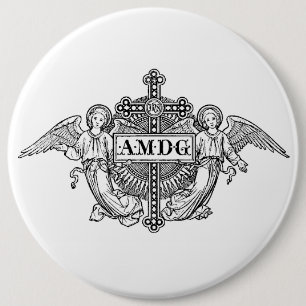 カトリック教の芸術の天使AMDGの伝統的な十字 缶バッジ
