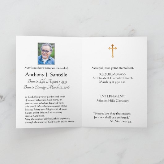 カトリック教の葬儀の記念の神聖な祈りの言葉カード カード