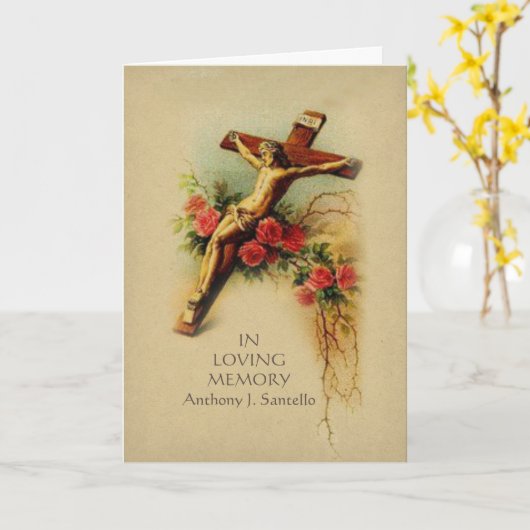 カトリック教の葬儀の記念の神聖な祈りの言葉カード カード (黄色い花)